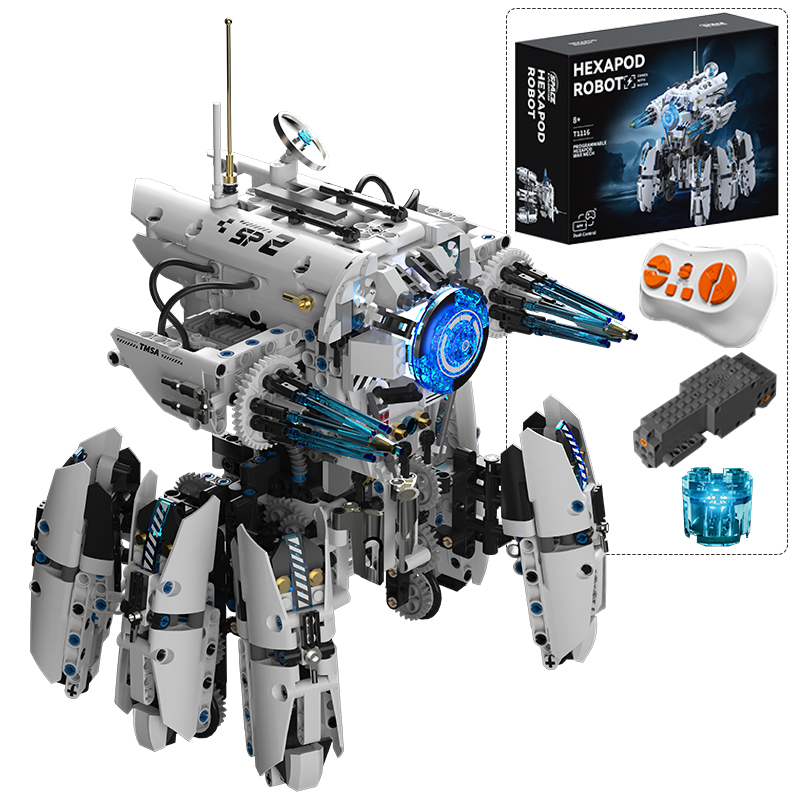 Science Robotics - หุ่นยนต์เฮกซาพอดสำหรับการเขียนโปรแกรมทางเทคนิค ของเล่นหุ่นยนต์สงครามไซไฟ ตัวต่อเมือง บล็อกควบคุมระยะไกล ของเล่นเด็กผู้ชาย ของขวัญ