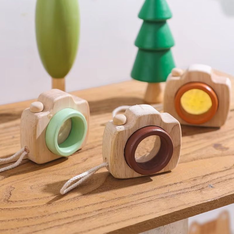 Science Toys - แว่นขยายไม้รูปทรงกล้องขนาดเล็ก พกพาสะดวก ของเล่น STEM สำหรับกิจกรรมกลางแจ้ง ของขวัญสำหรับนักเรียน