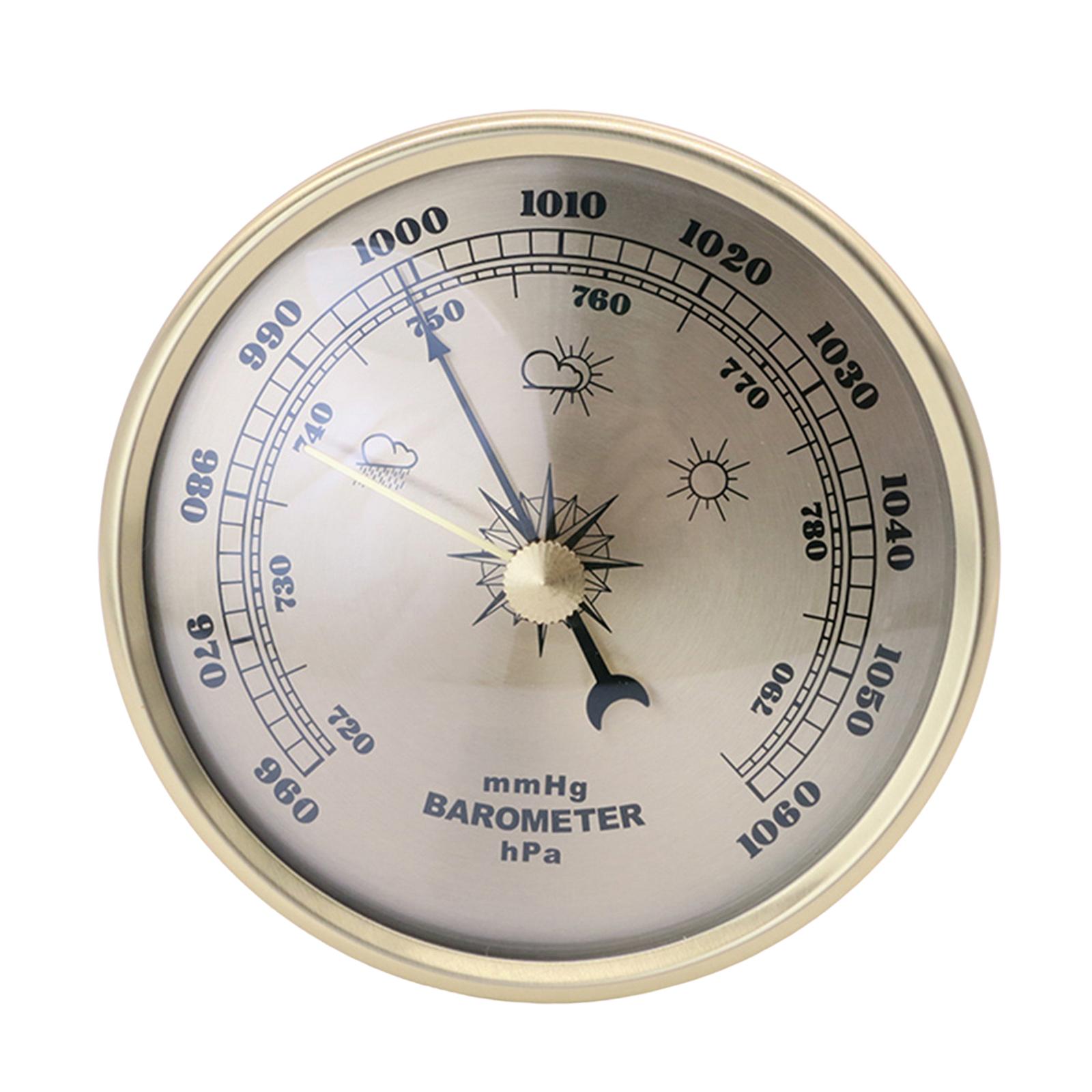 Weather Station Indoor - เครื่องวัดความดันอากาศแบบพกพา ติดผนังได้ ตัวเรือนโลหะ หน้าปัดกลม สำหรับใช้ในร่มและกลางแจ้ง สถานีตรวจสภาพอากาศสำหรับสวน