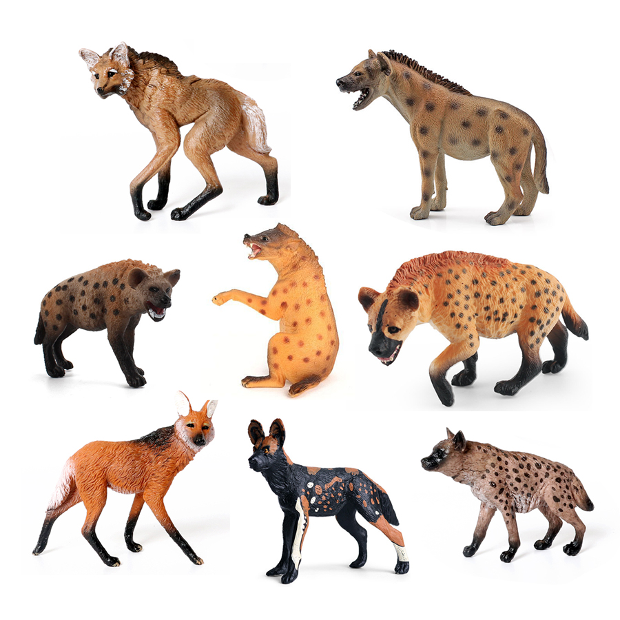 Science Toys - สมจริงพลาสติกสัตว์ป่า Hyena,Maned Wolf,สุนัขป่าแอฟริกันของเล่นมือทาสีตุ๊กตาสําหรับคอลเลกชันวิทยาศาสตร์การศึกษา Prop