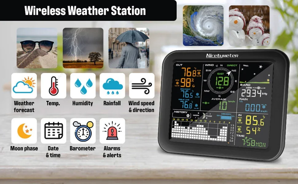 สถานีตรวจอากาศไร้สายกลางแจ้ง ว - Weather Station Indoor บทวิจารณ์และราคา